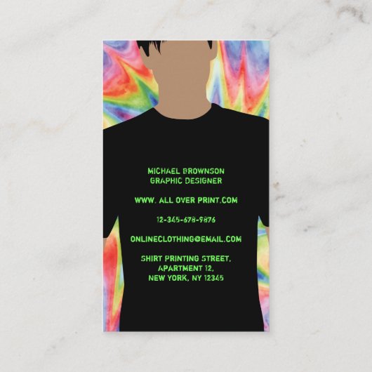 Tie-kleurstof over het gehele omlooptraject van vi visitekaartje (Achterkant)