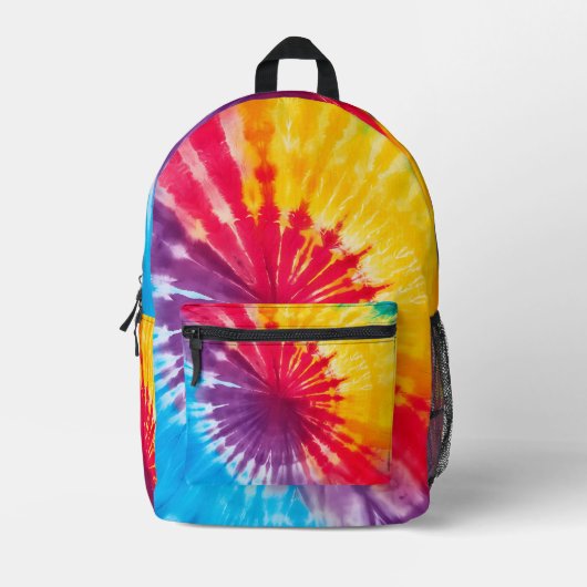 Tie kleurstof patroon blauw rood geel bedrukte rugzak (Voorkant)