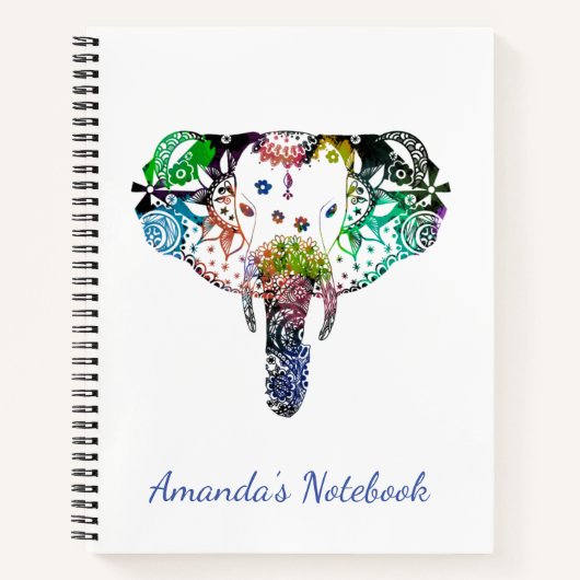 Tie kleurstof regenbooglijn thoekolifant notitieboek (Voorkant)