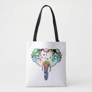 Tie kleurstof regenbooglijn thoekolifant tote bag