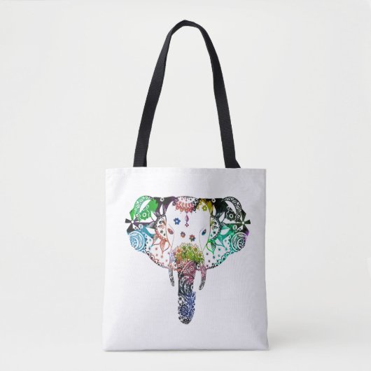 Tie kleurstof regenbooglijn thoekolifant tote bag (Voorkant)