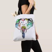 Tie kleurstof regenbooglijn thoekolifant tote bag (Dichtbij)