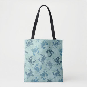 Tie-kleurstofpatroon van krabben tote bag