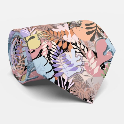 Tie : Organic Leaves (black) Stropdas (Opgerold)