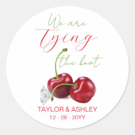 Tie the Knot Cherry Engagement Ronde Sticker