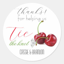 Tie the Knot Cherry Thank You Wedding Ronde Sticker