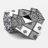 Tie Vintage Griekse Print Zwart Wit Stropdas (Opgerold)