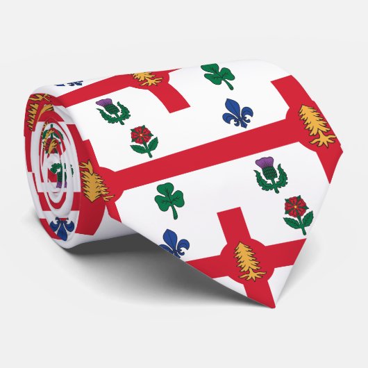 Tie with Flag of Montreal, Canada Stropdas (Opgerold)