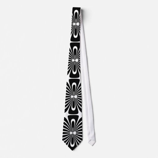Tie Zwart & Wit Stijl Bloom Print Stropdas (Voorkant)