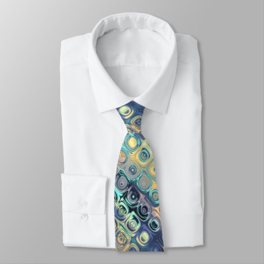 Tied Peacock Feathers Retro Abstract Stropdas (Gebonden)