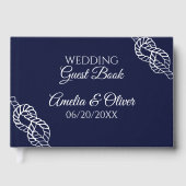 Tied The Knot Nautical Rope White & Navy Wedding Gastenboek (Voorkant)