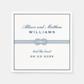 Tied the Knot Navy Blue Nautical Wedding Monogram Servet (Voorkant)