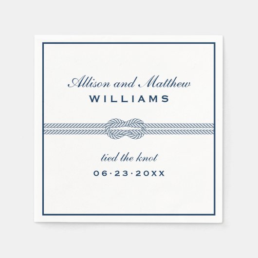 Tied the Knot Navy Blue Nautical Wedding Monogram Servet (Voorkant)