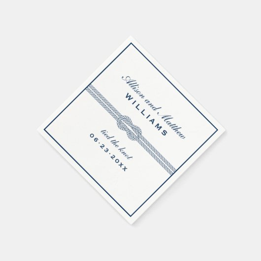 Tied the Knot Navy Blue Nautical Wedding Monogram Servet (Hoek)