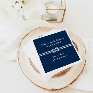 Tied the Knot Navy Blue Nautical Wedding Monogram Servetten