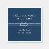 Tied the Knot Navy Blue Nautical Wedding Monogram Servetten (Voorkant)
