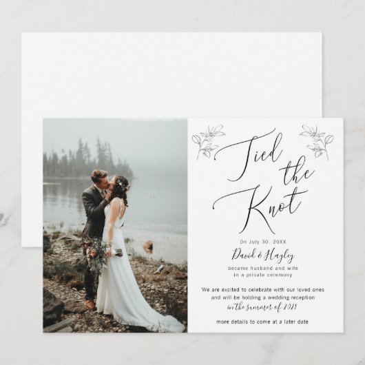 Tied the Knot Wedding Reception Invitation Kaart (Voorkant / Achterkant)