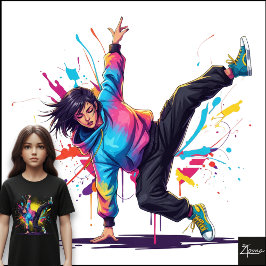 Tiedye-danser Breakdance-pose Spat-art Tri-Blend Shirt
