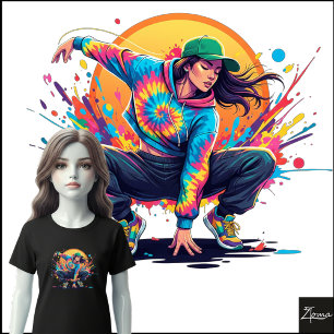 Tiedye-danser gehurkte pose spetterkunst Tri-Blend shirt