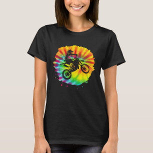 Tiedye Dirtbike Regenboog Kleur Dirtbike Motocross T-shirt