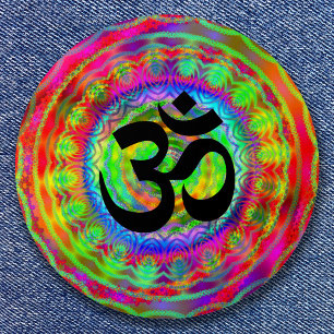 Tiedye doelwit met Om-symbool Ronde Button 7,6 Cm