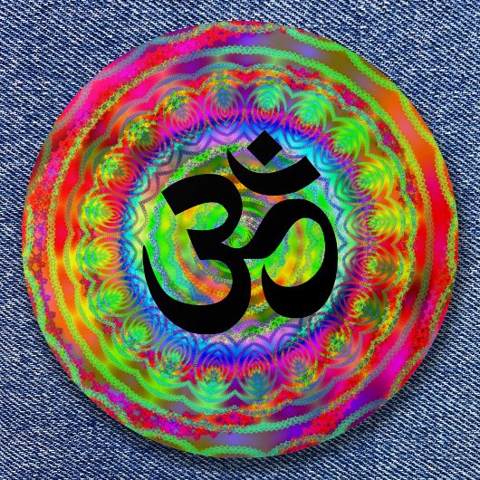 Tiedye doelwit met Om-symbool Ronde Button 7,6 Cm