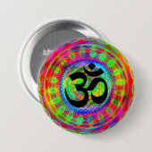 Tiedye doelwit met Om-symbool Ronde Button 7,6 Cm (Voorkant /achterkant)