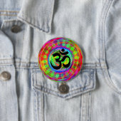 Tiedye doelwit met Om-symbool Ronde Button 7,6 Cm (In situ)
