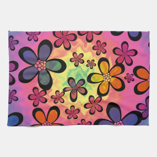 tiedye floral theedoek (Horizontaal)
