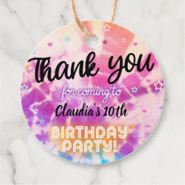 Tiedye girl verjaardag bedankt jullie de gunsten. bedankjes labels
