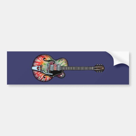 Tiedye Gitaar Bumpersticker (Voorkant)