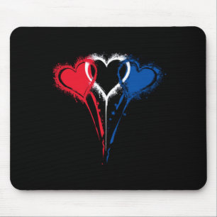 Tiedye hart VS-vlag kleuren wit rood blauw 4e Muismat