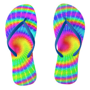 TieDye Hippie Psychedelic Groovy Colorful 70s Teenslippers