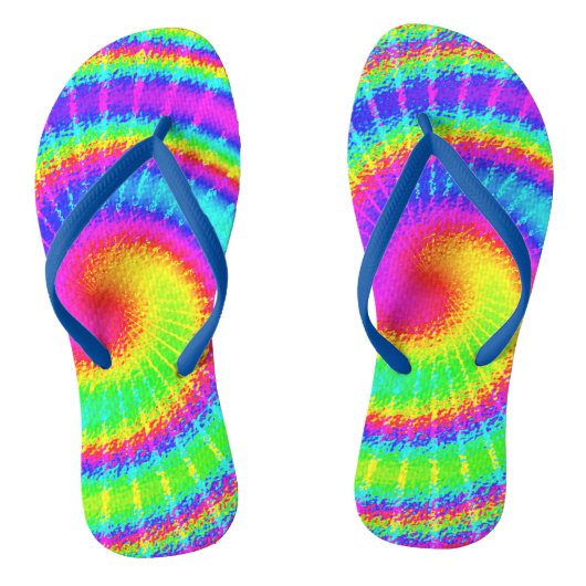 TieDye Hippie Psychedelic Groovy Colorful 70s Teenslippers (Voetbed)