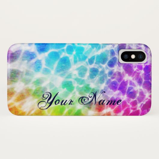 Tiedye Hippie Wavy Rainbow Effect Personalized Case-Mate iPhone Case (Achterkant (horizontaal))