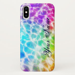 Tiedye Hippie Wavy Rainbow Effect Personalized iPhone X Hoesje