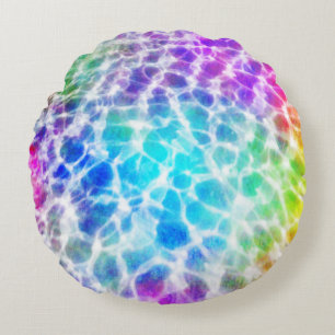 Tiedye Hippie Wavy Rainbow-effect Rond Kussen