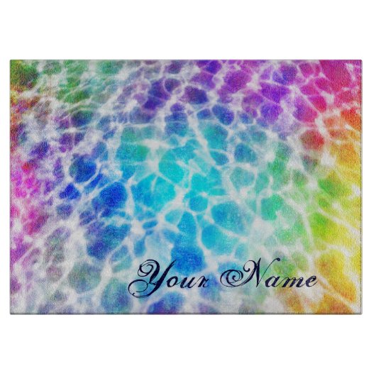 Tiedye Hippie Wavy Rainbow-effect Snijplank (Voorkant)