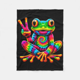 Tiedye Kikker Vredesteken Hippie  Fleece Deken