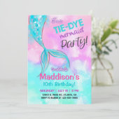 TieDye mermaid Girl Birthday-uitnodiging. Kaart (Staand voorkant)