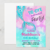 TieDye mermaid Girl Birthday-uitnodiging. Kaart (Voorkant / Achterkant)