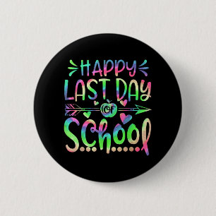 Tiedye op de laatste schooldag voor leerlingen en  ronde button 5,7 cm