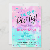 TieDye pastel Girl Birthday-uitnodiging. Uitnodigi Kaart (Voorkant)