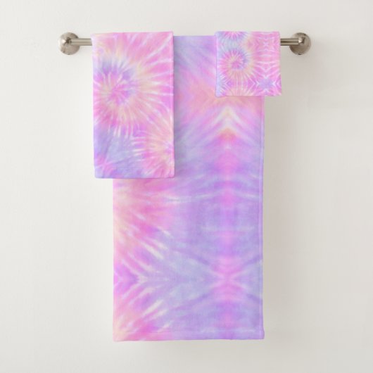Tiedye Pastel Rainbow Spiral Hippie Tie Dye Bad Handdoek (Insitu)