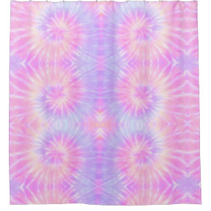 Tiedye Pastel Rainbow Spiral Hippie Tie Dye Douchegordijn