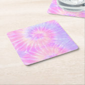 Tiedye Pastel Rainbow Spiral Hippie Tie Dye Kartonnen Onderzetters (Schuin)