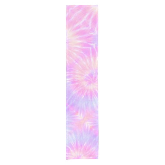 Tiedye Pastel Rainbow Spiral Hippie Tie Dye Korte Tafelloper (Voorkant)