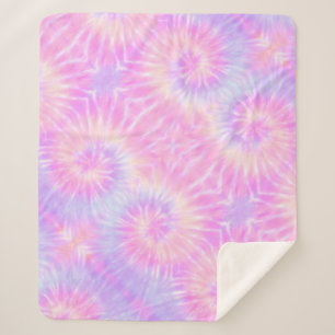 Tiedye Pastel Rainbow Spiral Hippie Tie Dye Sherpa Deken