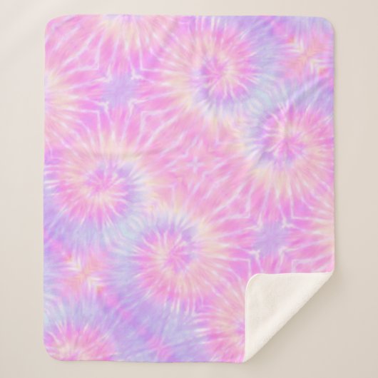 Tiedye Pastel Rainbow Spiral Hippie Tie Dye Sherpa Deken (Voorkant)