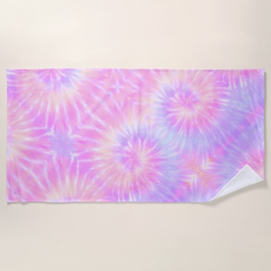 Tiedye Pastel Rainbow Spiral Hippie Tie Dye Strandlaken (Voorkant)